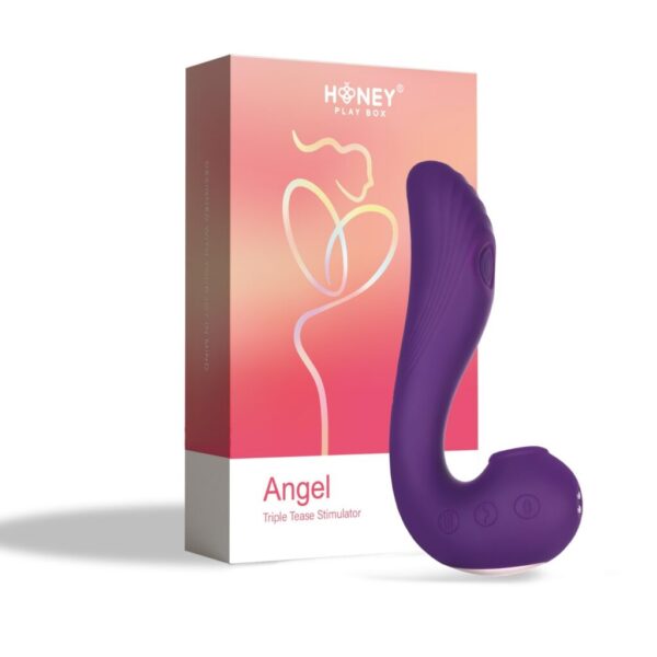 Angel - Vibromasseur 3 en 1 point G et léchage du clitoris - Violet