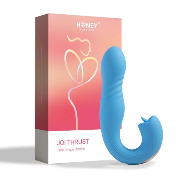 JOI THRUST bleu - Vibromasseur point G - lèche-clitoris - va et vient contrôlé par application