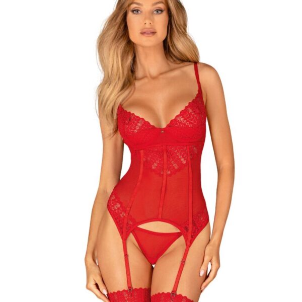 Ingridia corset et string - Rouge